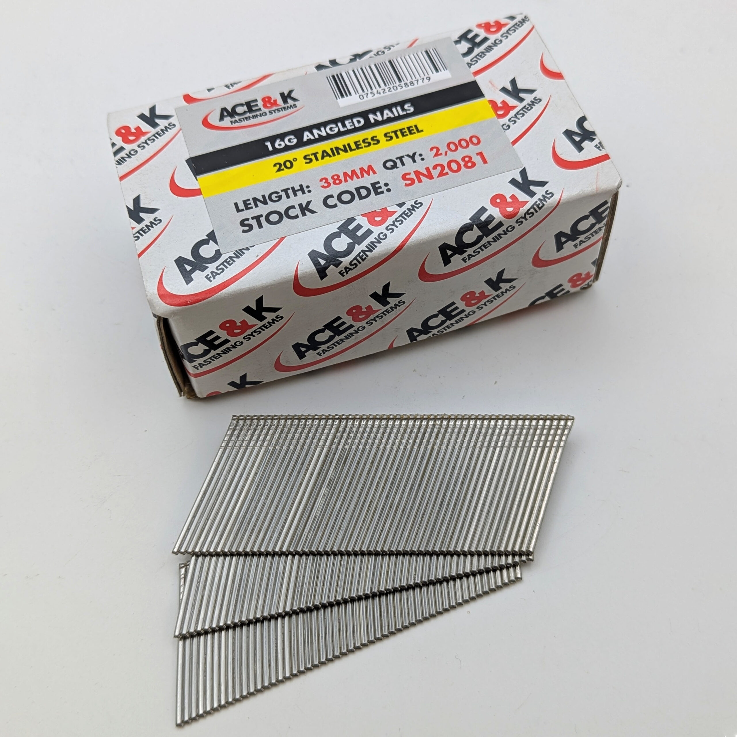 16G 20° Angled Stainless Steel Finish Nails